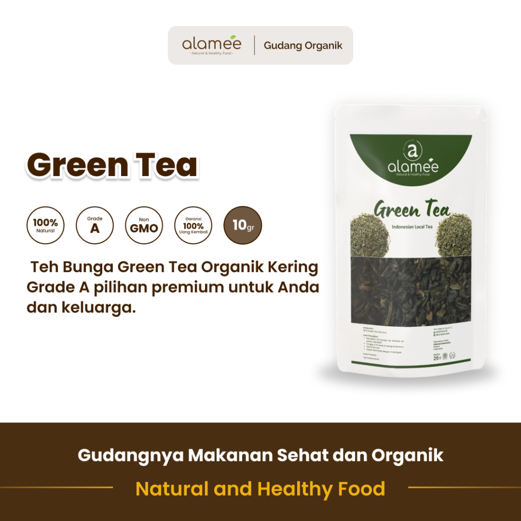 

alamee teh bunga green tea dengan rasa alami dan menyehatkan adalah pilihan organik 10 gram herbal