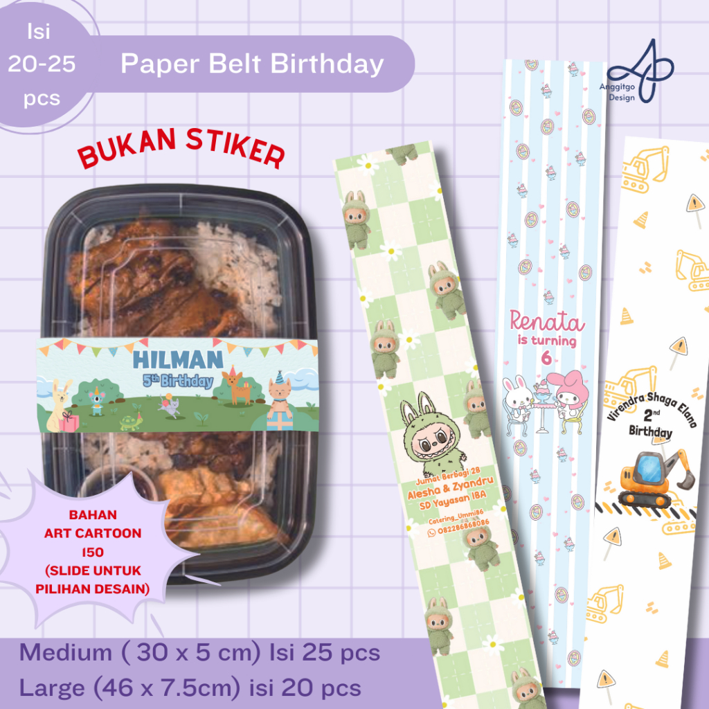 Paper Belt Ulang Tahun Paper Sleeve Custom Nama Paper Belt ultah Birthday Anak