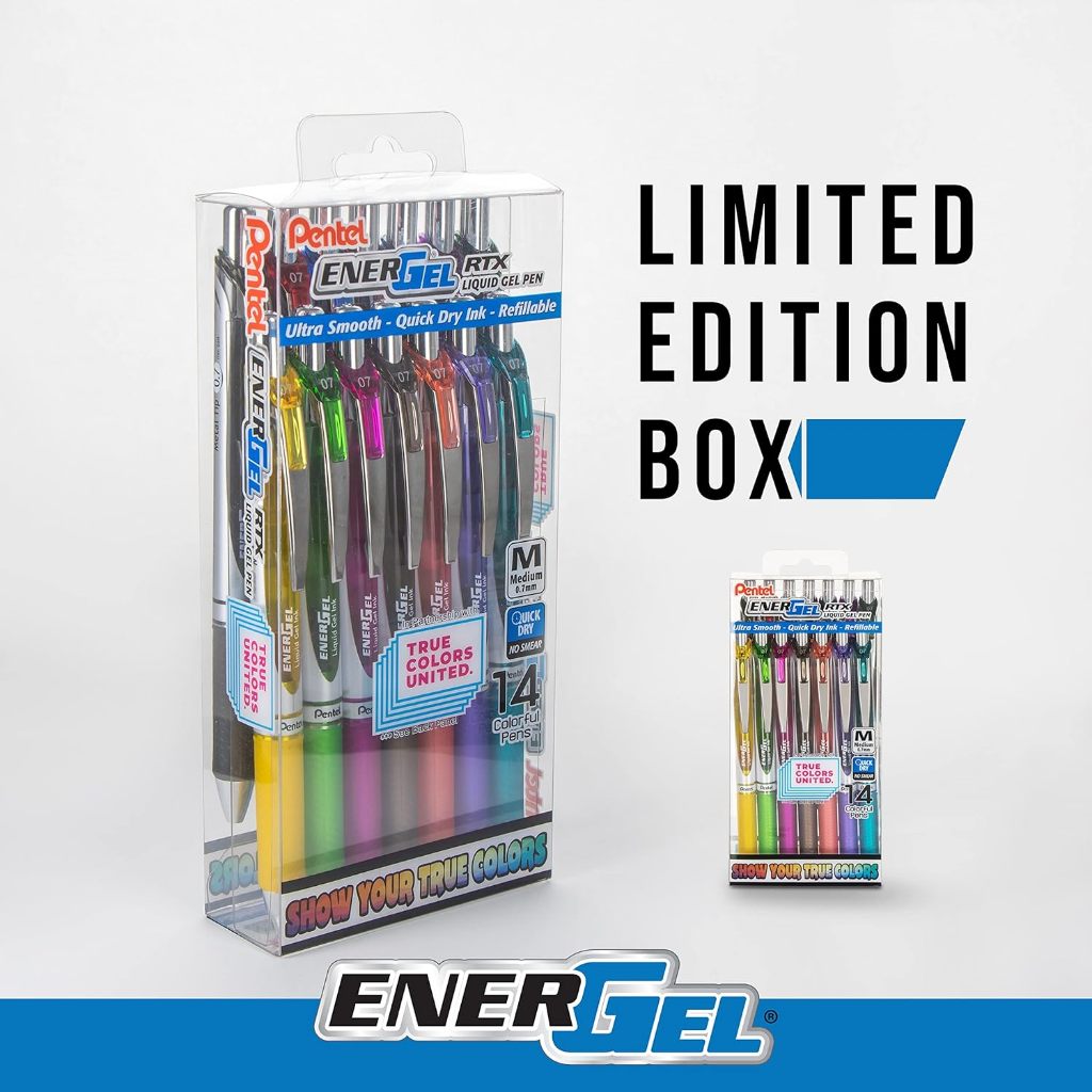 

Pentel EnerGel RTX True Colors United 0.7mm Medium Line 14 Pack Box