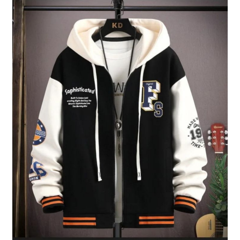 JAKET BASEBALL HOODIE OVERSIZE - JAKET PRIA DEWASA - VARSITY JACKET STREET STYLE BAHAN FLEECE