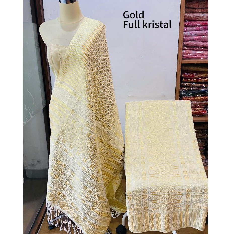 SONGKET TUMTUMAN SET SELENDANG KAIN FULLKRISTAL CANTIK ELEGAN