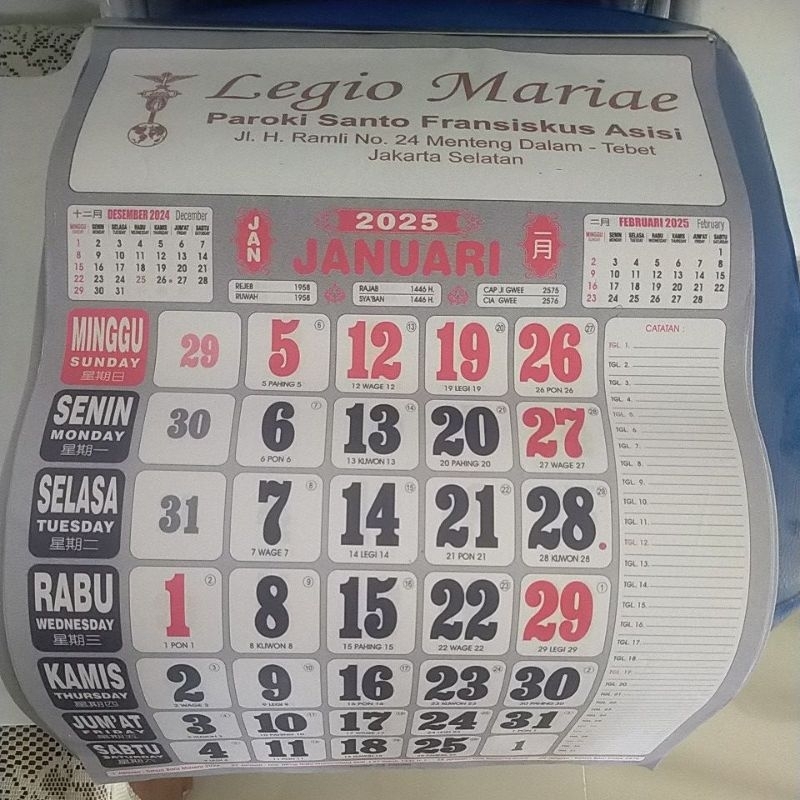 

Kalender Legio Maria paroki St Fransiskus Asisi Tebet 2025 (untuk donasi)