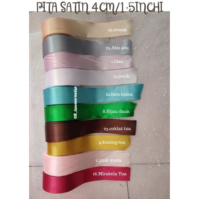 

(1 METER)PITA SATIN 4CM PER METER/pita satin 1.5inchi pita kado/pita buket/pita hampers/bunga pita/pita bunga