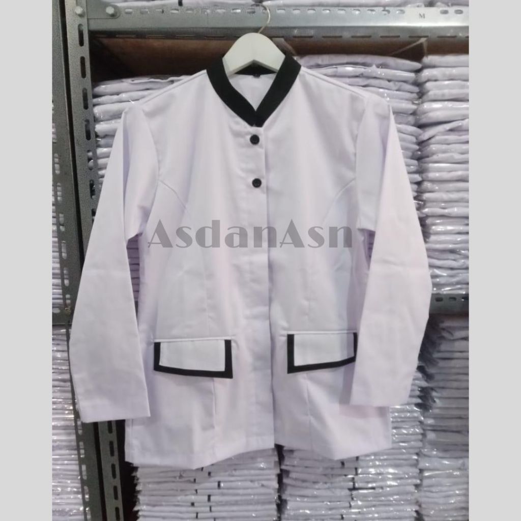 [ MODEL TERBARU ] BAJU DINAS PUTIH HITAM Wanita BLEZER WANITA PNS ASN