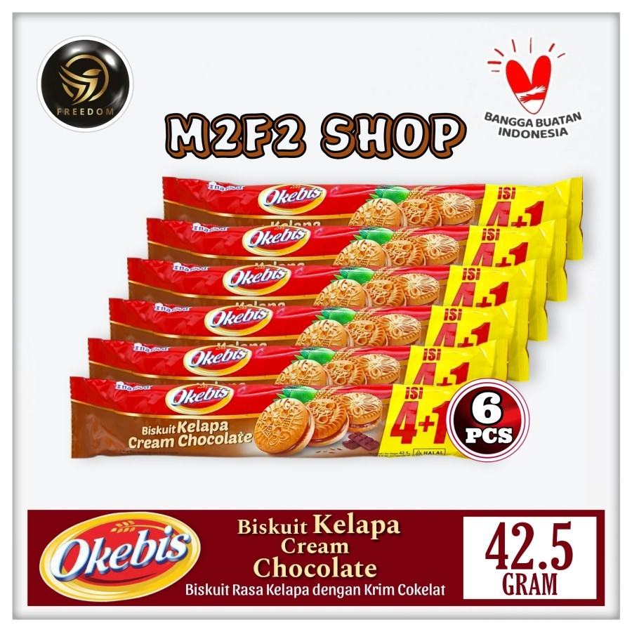 

Okebis Biskuit Kelapa Cream Chocolate | Krim Cokelat Sachet - 42,5 gr (Kemasan 6 Pcs)