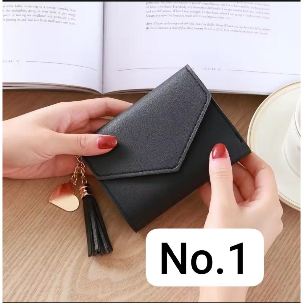 dhio2-Dompet Wanita Lipat Mini Rumbai Simpel dompet wanita resleting warna hitam
