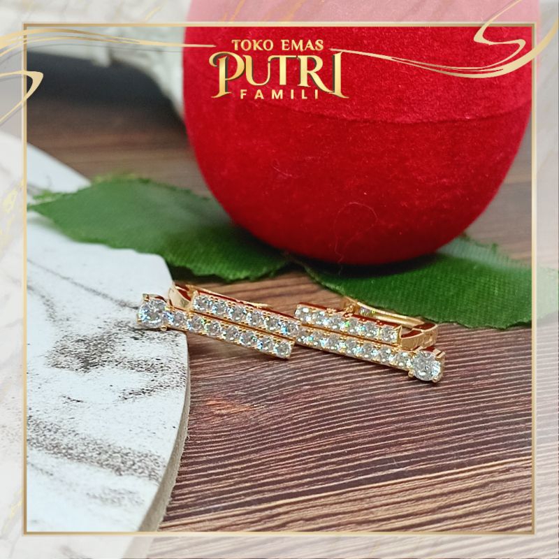 Anting Jepit Double leyer Full Permata Putih 8K_D1047