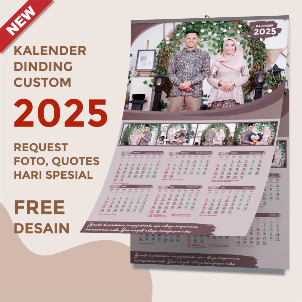 

CETAK KALENDER DINDING 2025 / KALENDER DESAIN FREE DESAIN / KALENDER CUSTOM FOTO 2025