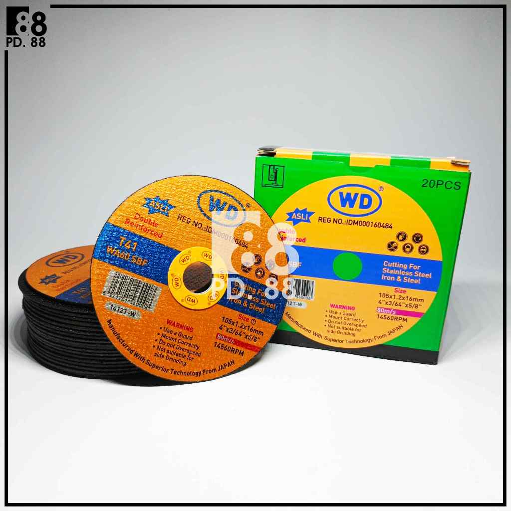 [1 Dus] WD Mata Gerinda / Batu Gerinda WD Potong 4 Inci 1 Kotak Isi 20 PCS