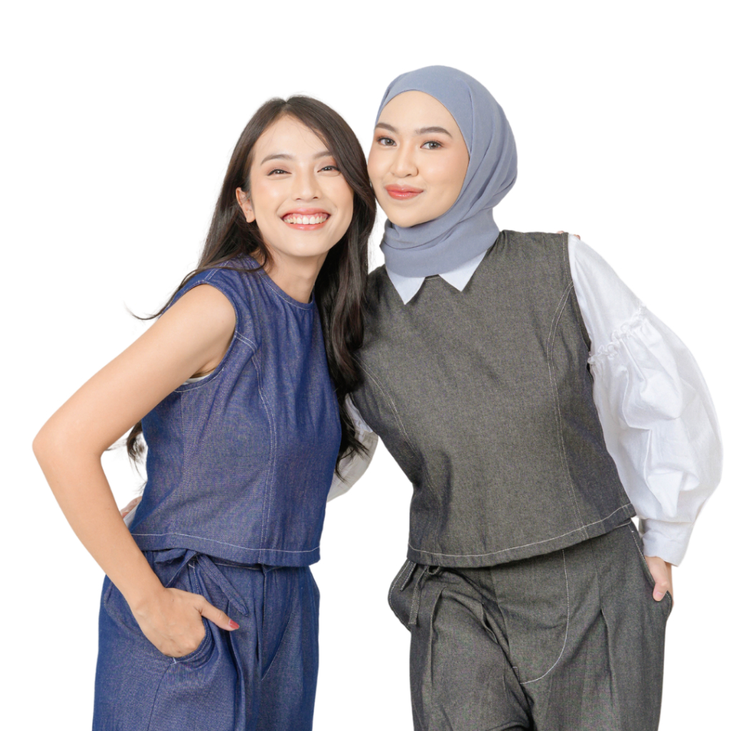 SELLUV - VEST DENIM BLACK & BLUE (VEST ONLY)