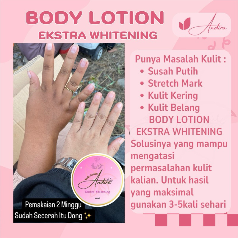 Body lotion Ekstra Whitening, body lotion pemutih, HB mencerahkan 250ml