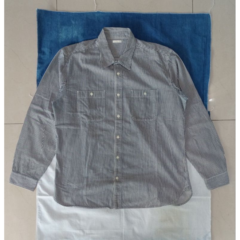 Kemeja Workshirt GU Bahan Hickory Size XL (GU by Uniqlo Hickory Workshirt)