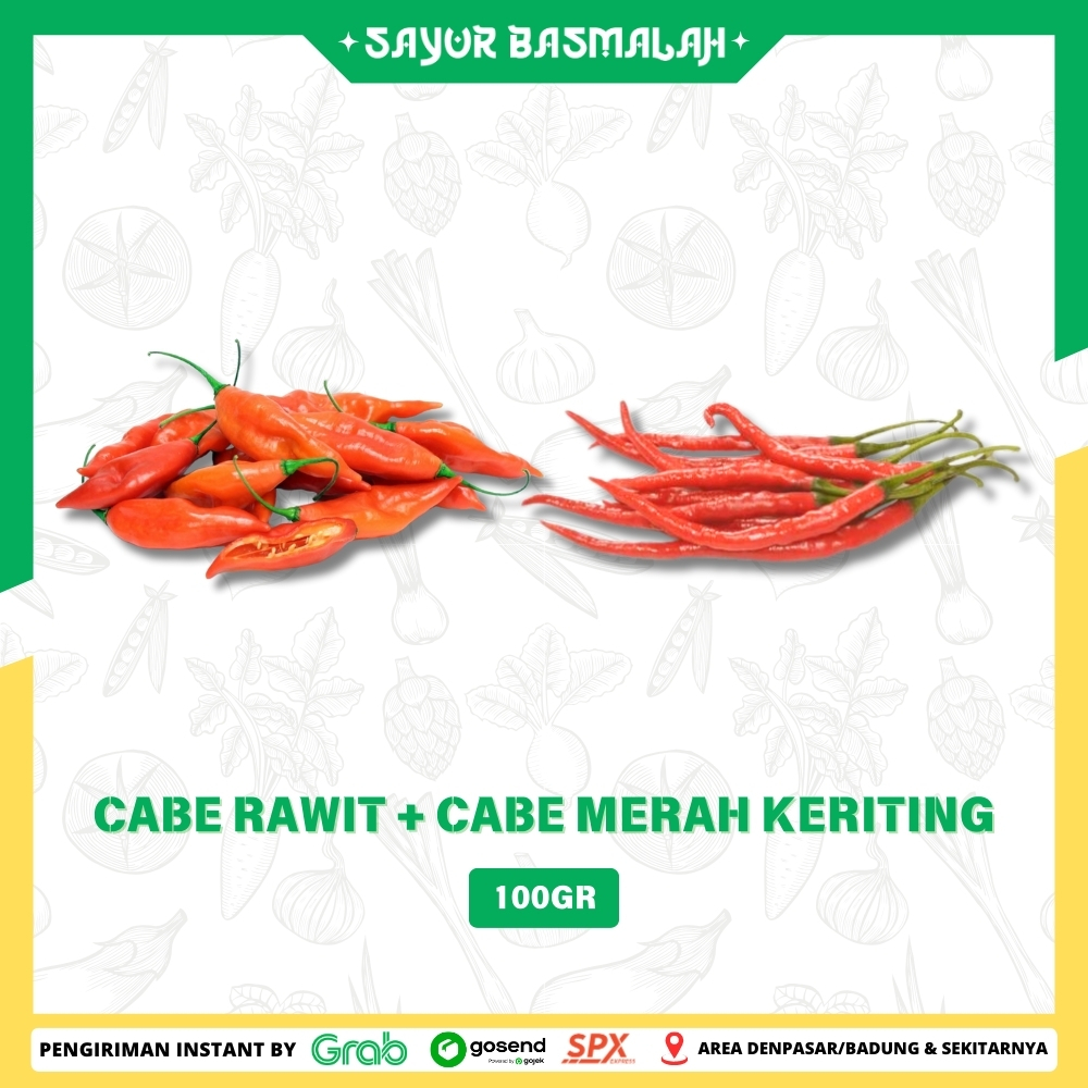 

Cabe Rawit + Cabe Keriting 100gr - Sayur Basmalah
