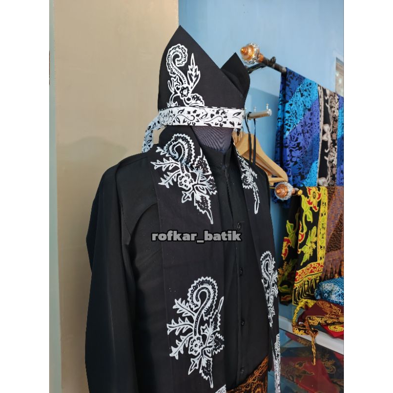 Udeng dan syal batik | HitamPutih [ rofkar batik ]