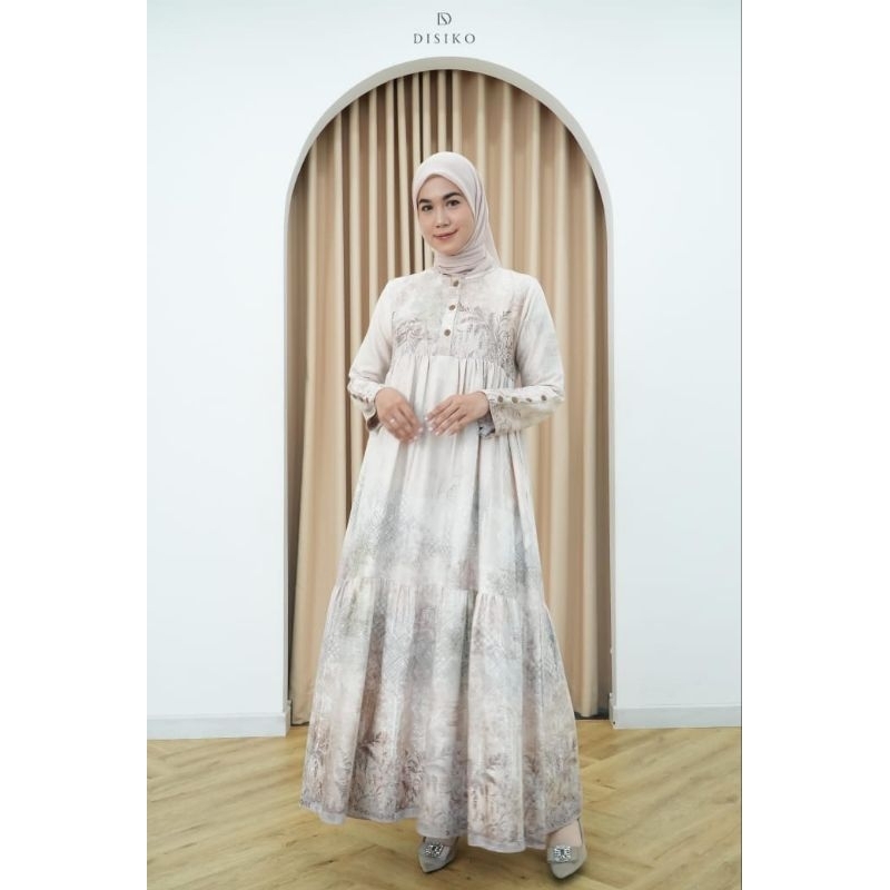 Sabrina dress ORI by disiko exclusive gamis Maxi wanita motif bunga cantik Bahan viscose jaguar Ukur