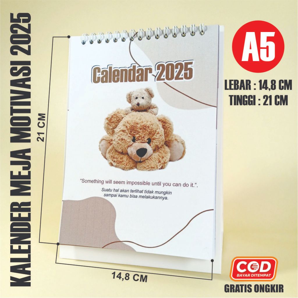 

KALENDER MEJA MOTIVASI 2025 A5 / POTRAIT / UkuranA5 / Kalimat Motivasi