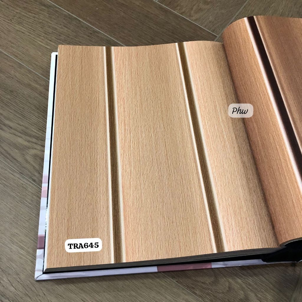 Wallpaper Dinding Motif Kayu Panel Garis Vertical Coklat 3D Murah Terra