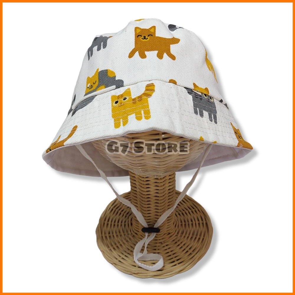 Unik Topi Bucket Hat Anak Laki Laki Perempuan Bahan Kanvas Tali Umur 6 7 8 9 10 11 12 Bulan 1 2 3