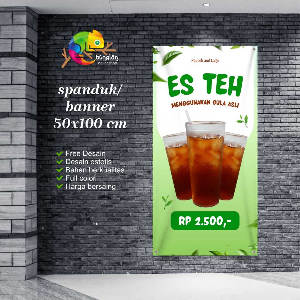 Cetak Spanduk Banner Es Teh Jumbo Hijau manis