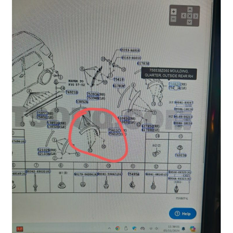 over moulding fender depan rush terios  2015 2016 2017 ori