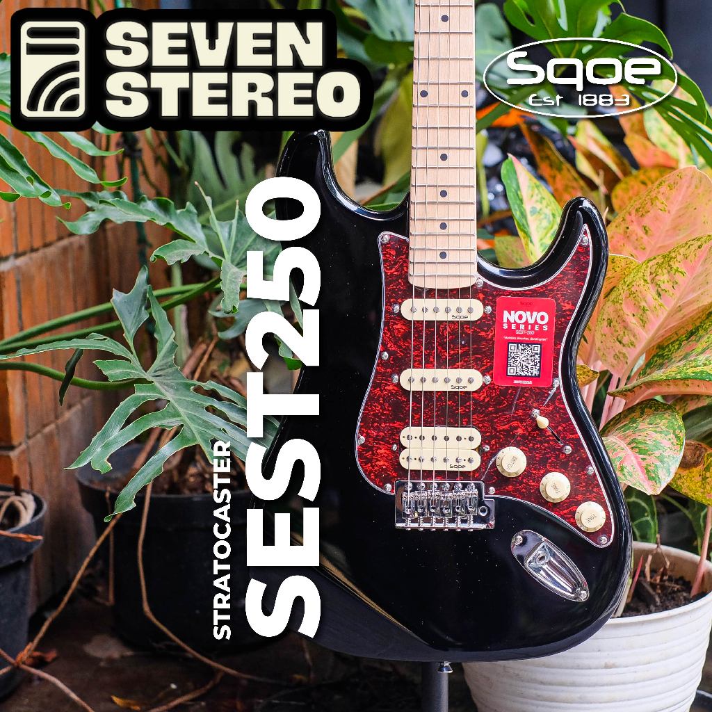 SQOE SEST250 HSS Genesis Series in Black Electric Guitar