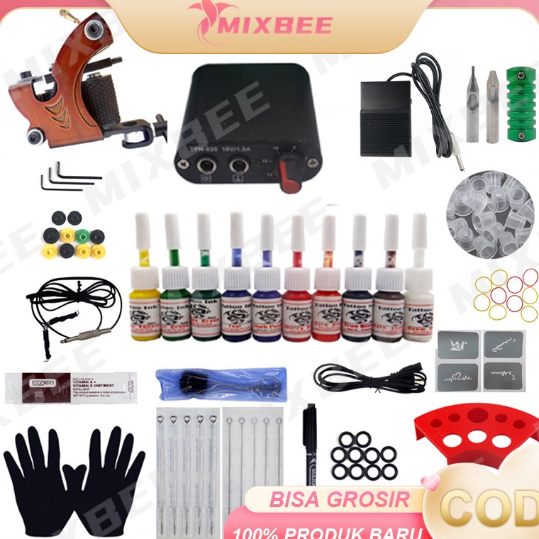KODE C16N Tattoo Kit Bonus Tinta Mesin Tato Full Set Alat Tatto Tattoo Machine Set Tato