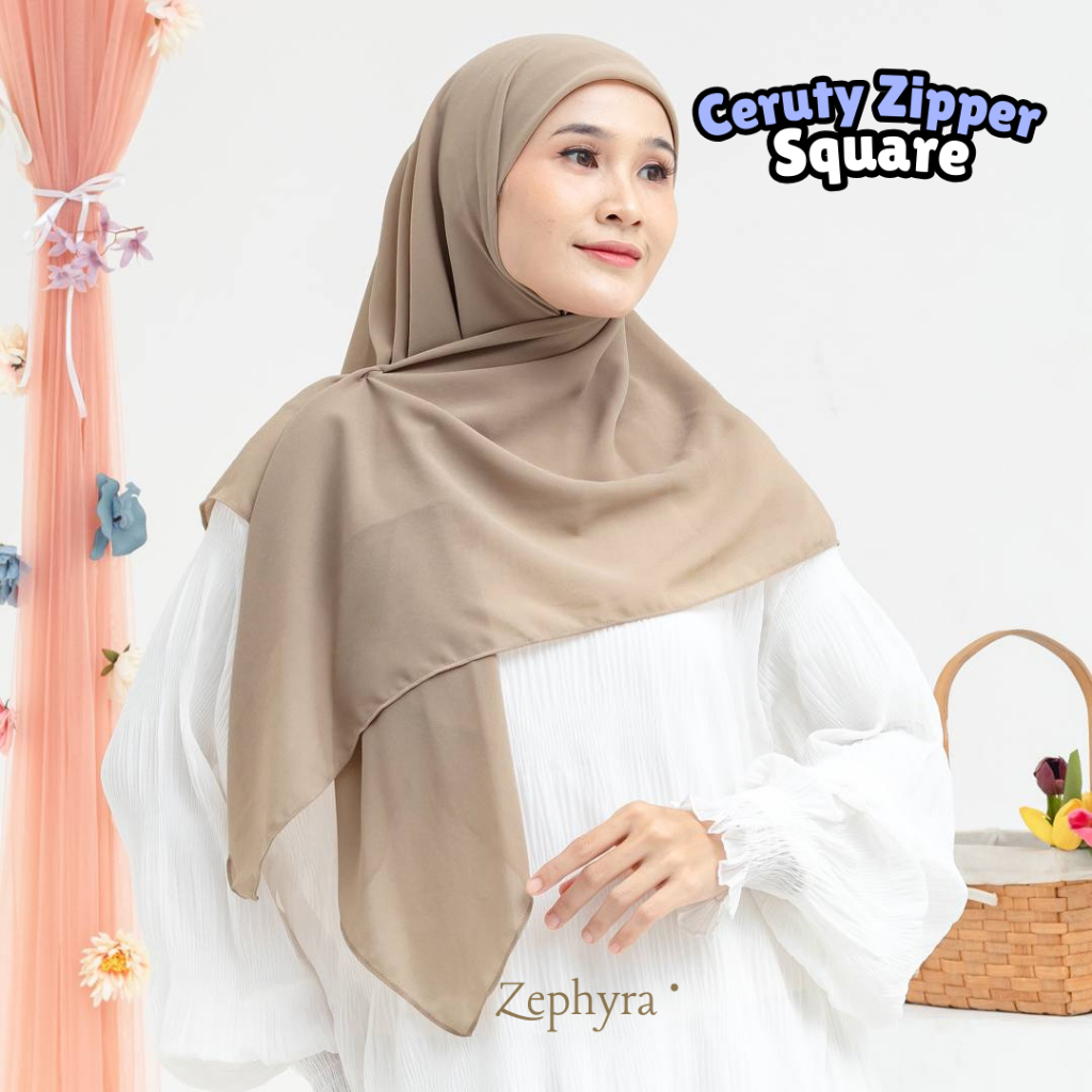 ZIPPER SQUARE HIJAB RESLETING WANITA VIRAL TERLARIS TERMURAH BISA COD (NAZIRA)
