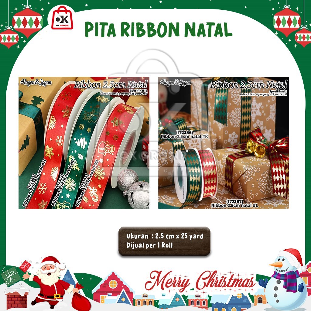 

Pita Kain Natal Santa Ribbon (1 Roll)