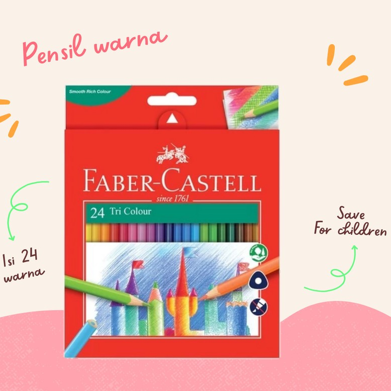 

tyvf Pensil Warna Tri Colour 24 / 12 Faber Castell / Pensil Warna Segita Faber Castell