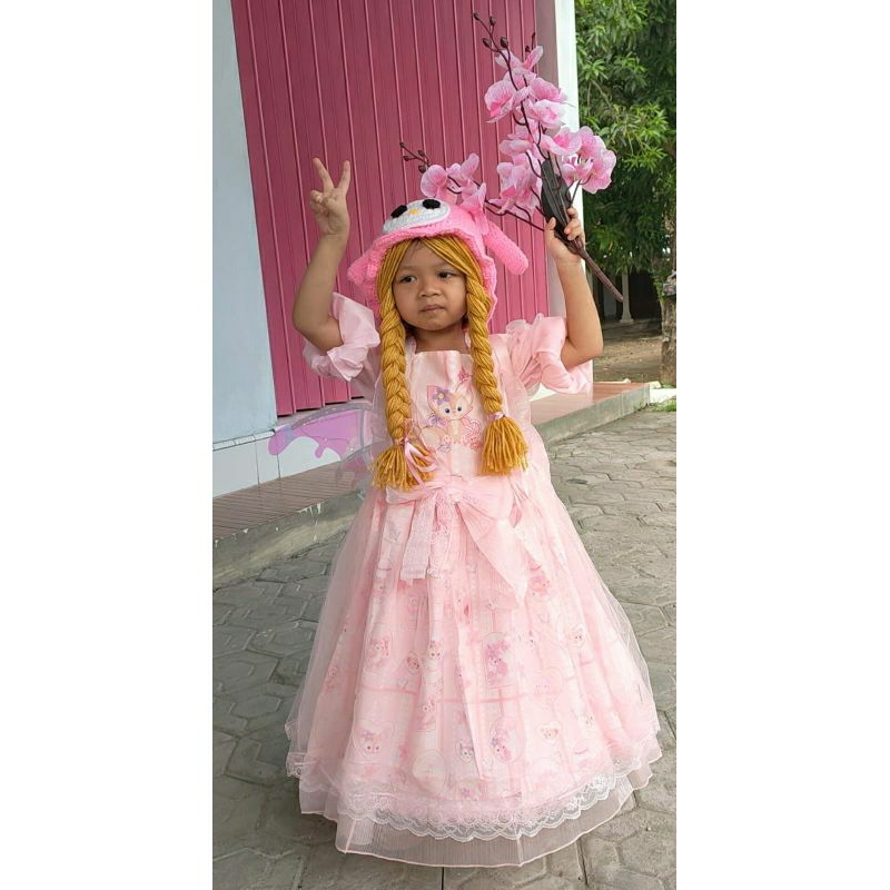 Topi rajut rambut panjang Melodi/ Topi Melodi sanrio / Topi rambut Palsu