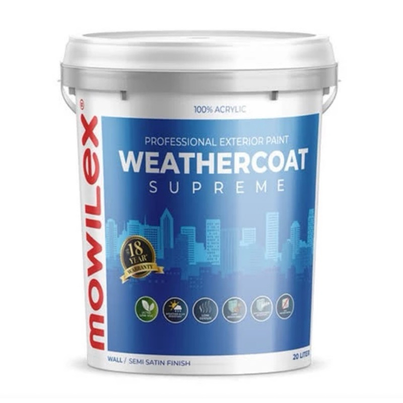 Mowilex Weathercoat Supreme (Semua Warna Tinting / Oplos) Pail 20Ltr