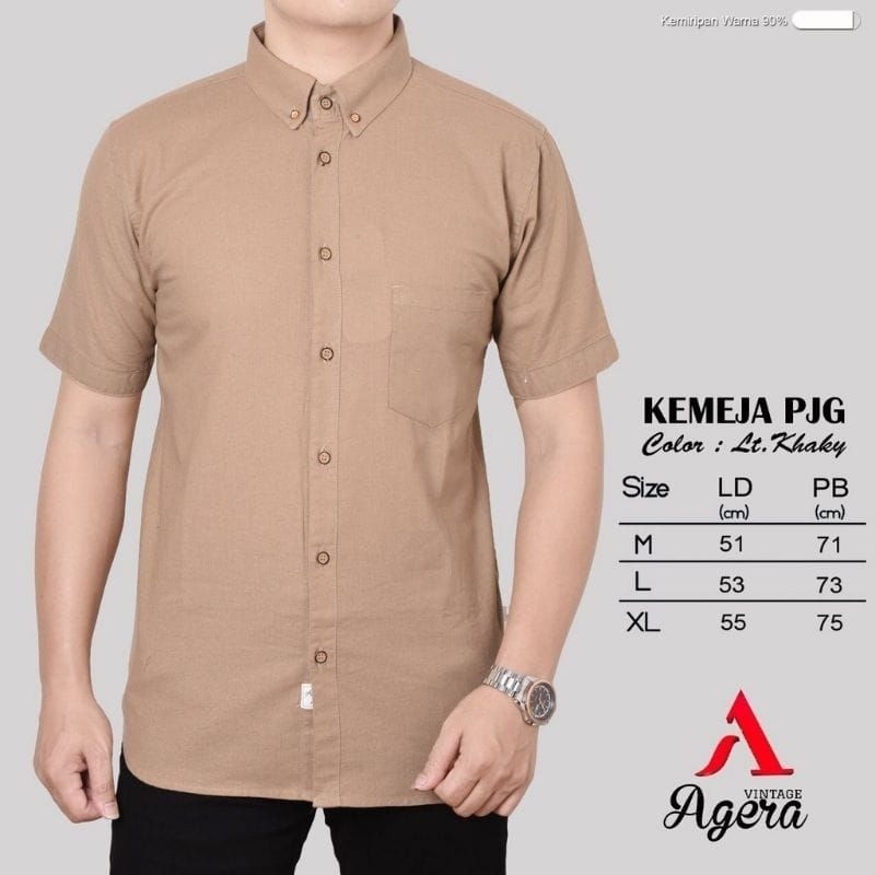 KEMEJA POLOS PREMIUM/AGERA VINTAGE/KEMEJA LENGAN PENDEK PRIA