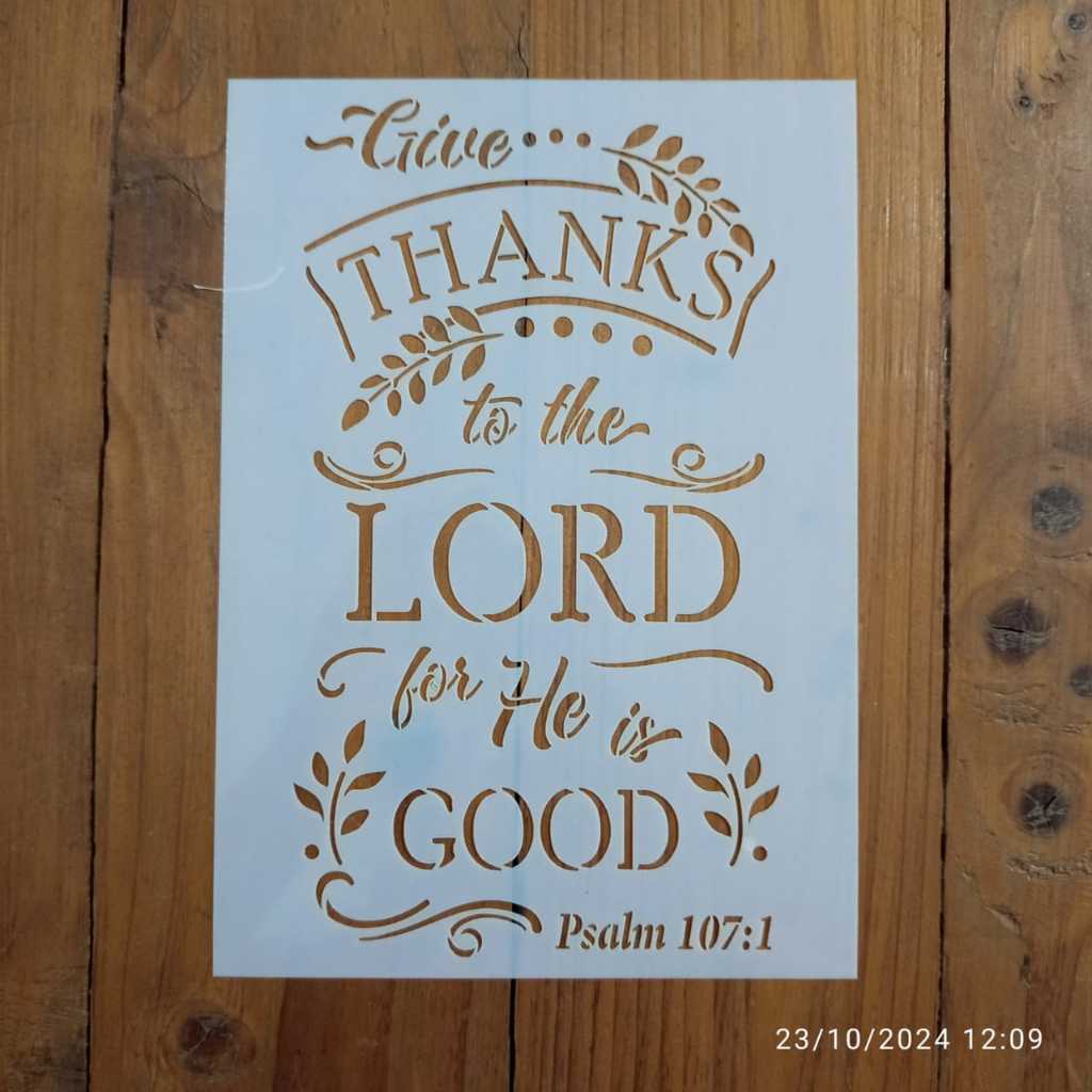 

Stencil Give Thanks To The Lord Christian Religious Bible Quote