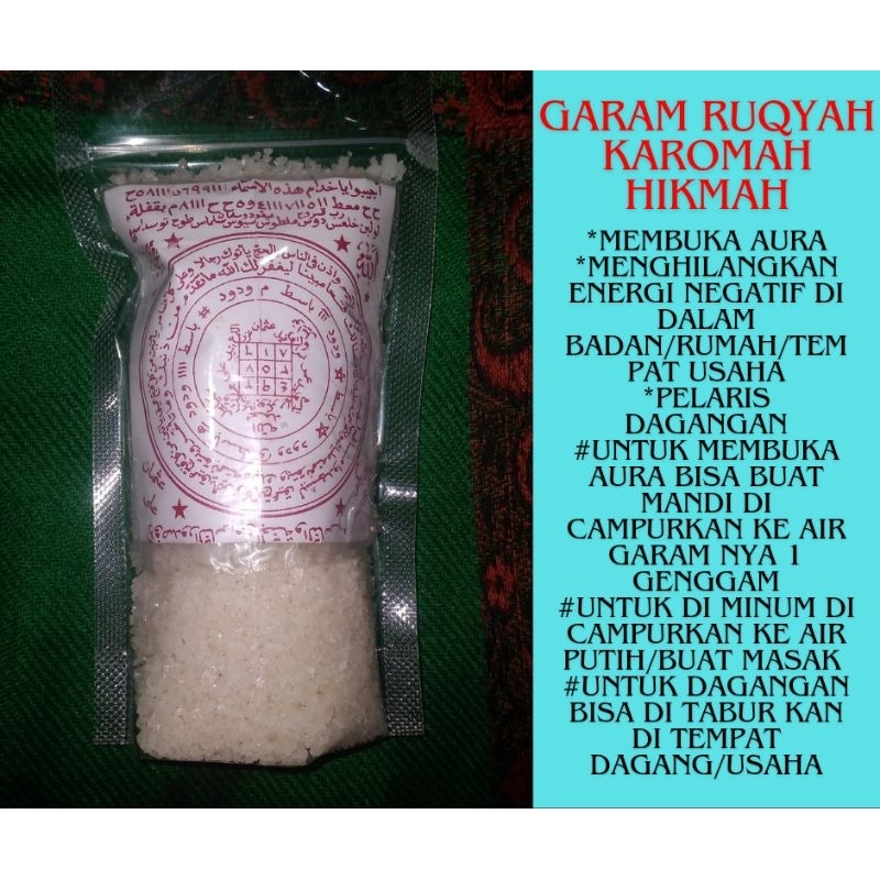 

GARAM RUQYAH/GARAM RUAT/GARAM PELARIS/PEMBERSIH ENERGI NEGATIF KAROMAH HIKMAH