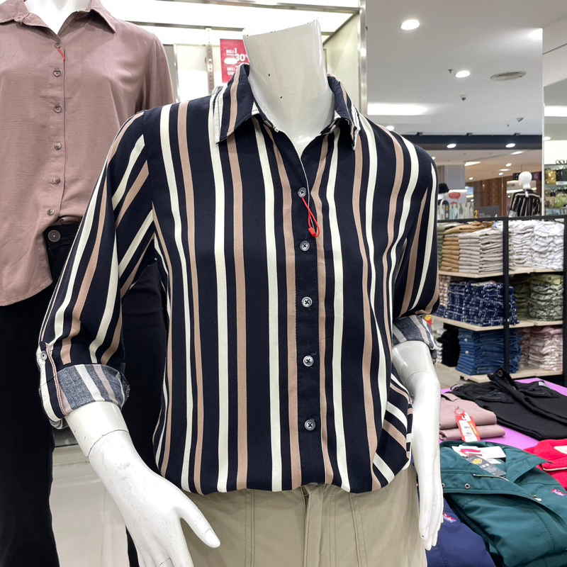 AKO JEANS kemeja stripe wanita dewasa reguler fit