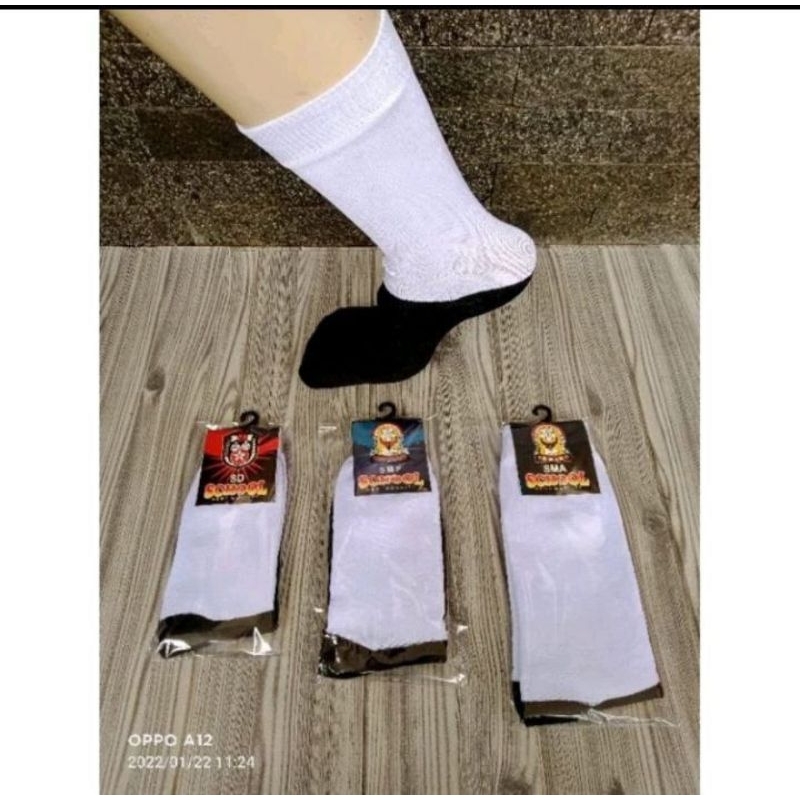 kaus kaki sekolah hitam putih satuan murah bagus FL SD, SMP, SMA