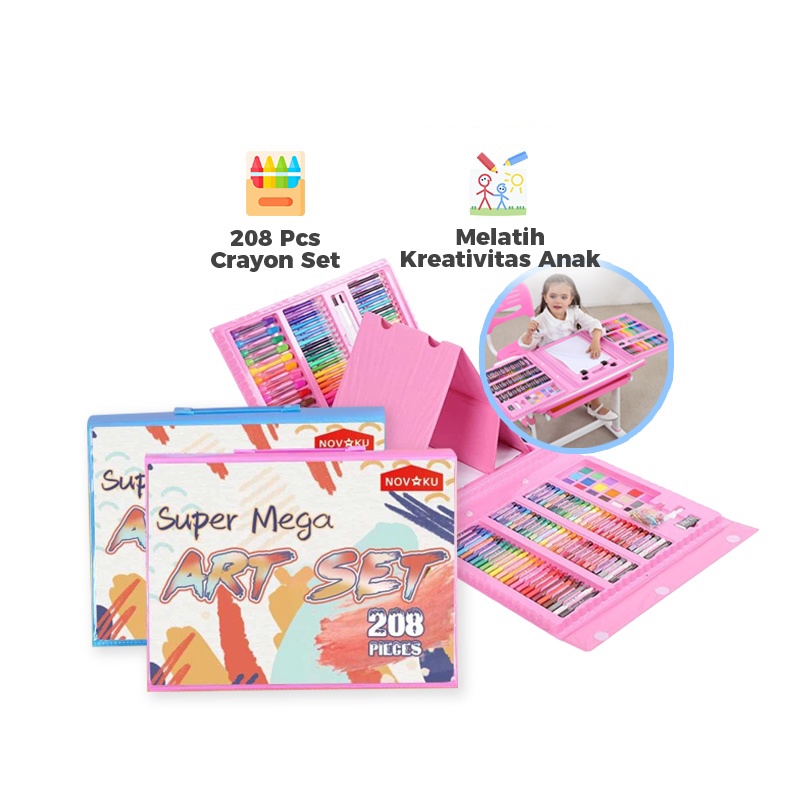 

HOKO SET Crayon 208 PCS Set Pensil Warna Pastel Pensil Minyak warna untuk Melukis dan mewarnai