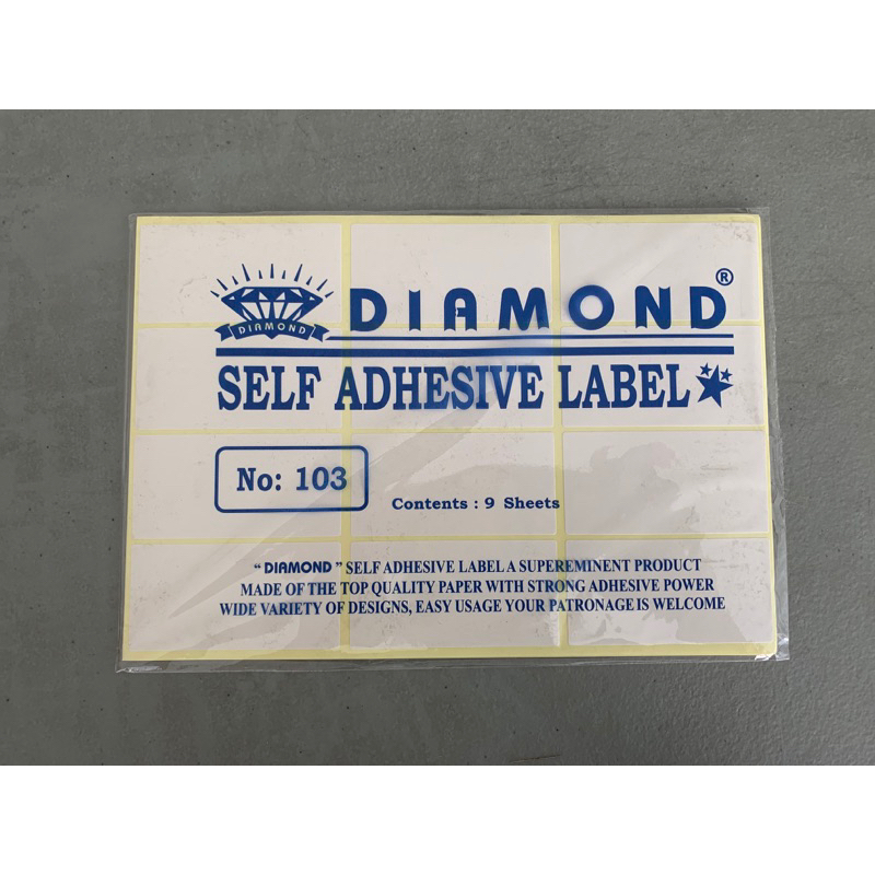 

kertas sticker label nama undangan no. 103 merk diamond /pack