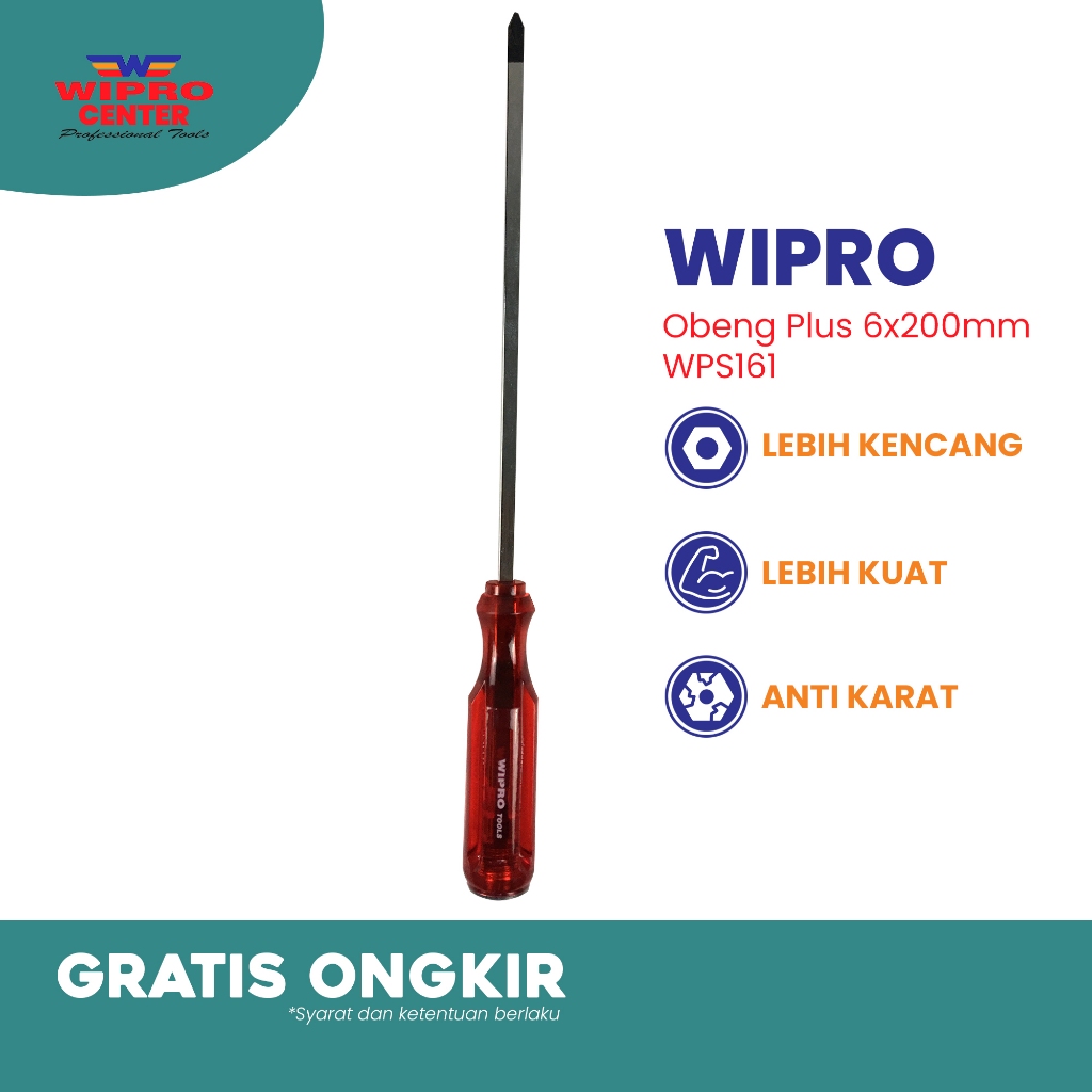 WIPRO Obeng Tembus Plus ObengWPS161 Obeng Plus 6mm x 200