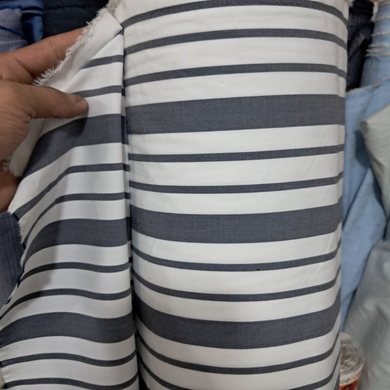 kain katun poplin motif salur  kain katun yarndeat | kain katun motif salur harga 0.5meter