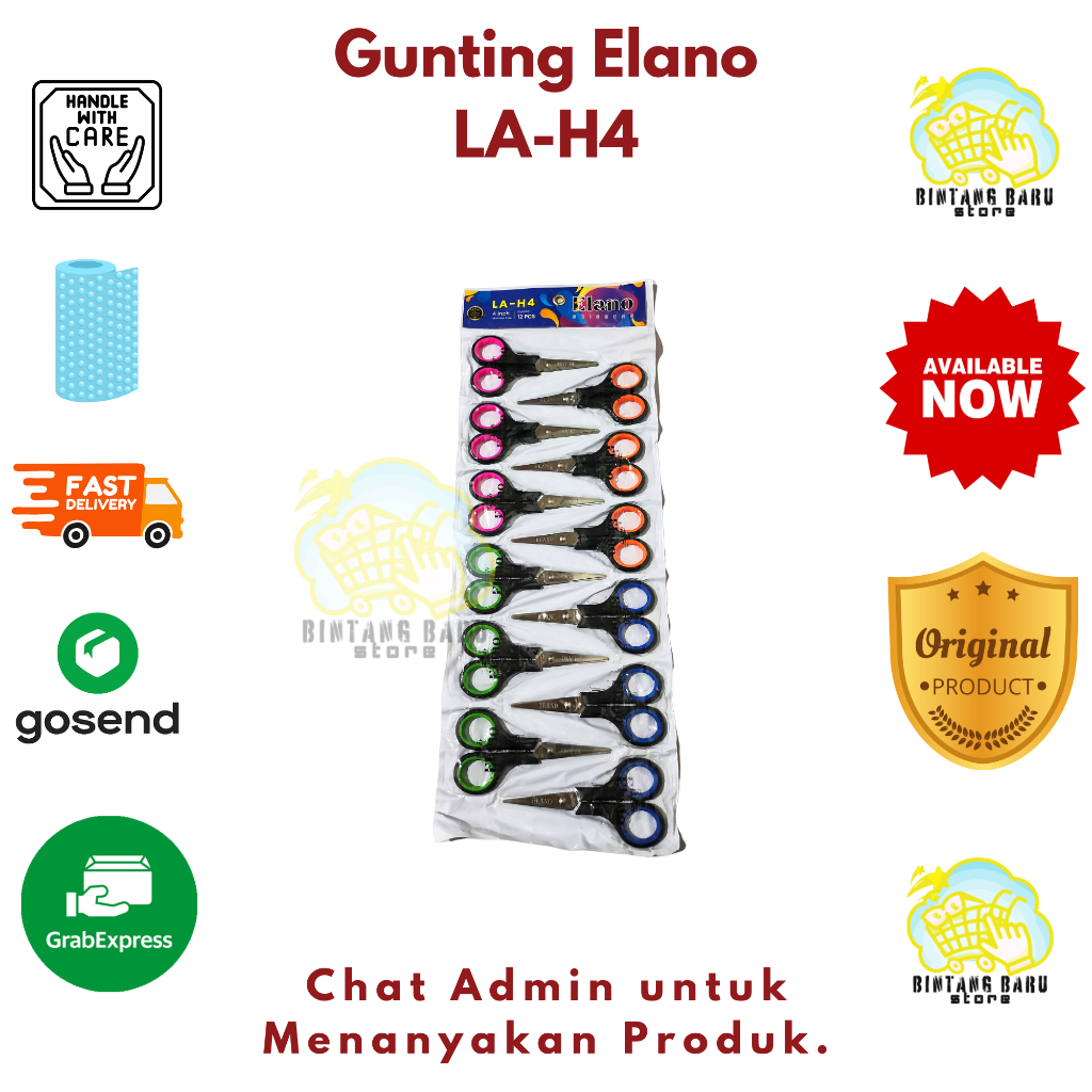 

[HARGA 1 LUSIN] ELANO - GUNTING KECIL MURAH DAN TAJAM - UKURAN 4'' inc - LA H-4