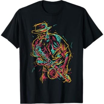 Baju Kaos Dewasa Saxophone player abstract art T-Shirt