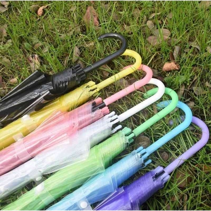 Payung Transparan korea Japanese style payung tongkat bening polos