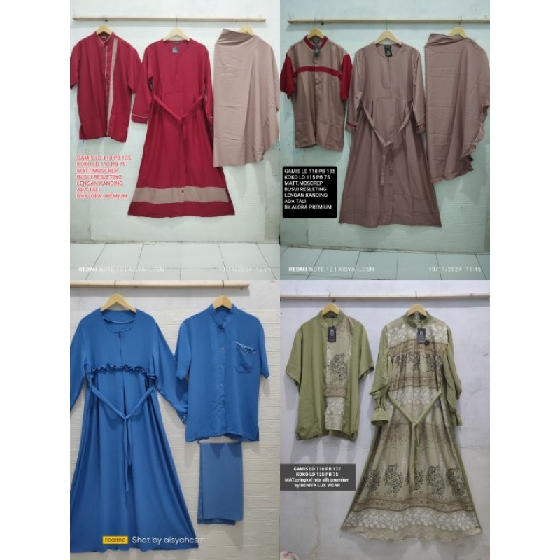 gamis midi Koko kemeja couple pasangang murah bagus set hijab cringkel moscrep premium COUPLE BENITA