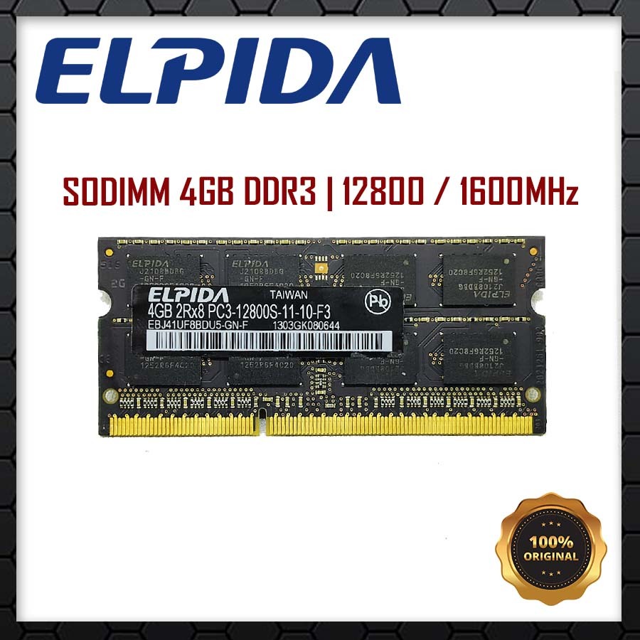 Elpida RAM SODIMM 4GB DDR3 12800S 1600MHz 1 Keping Ram Laptop 4GB DDR 3 12800 1600