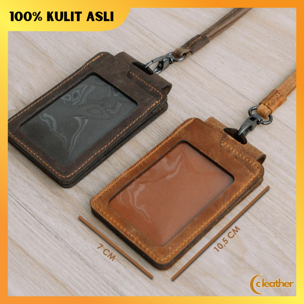 

Gantungan Id Card Lanyard Kartu Name Tag Bahan Kulit Asli / Berly Reven
