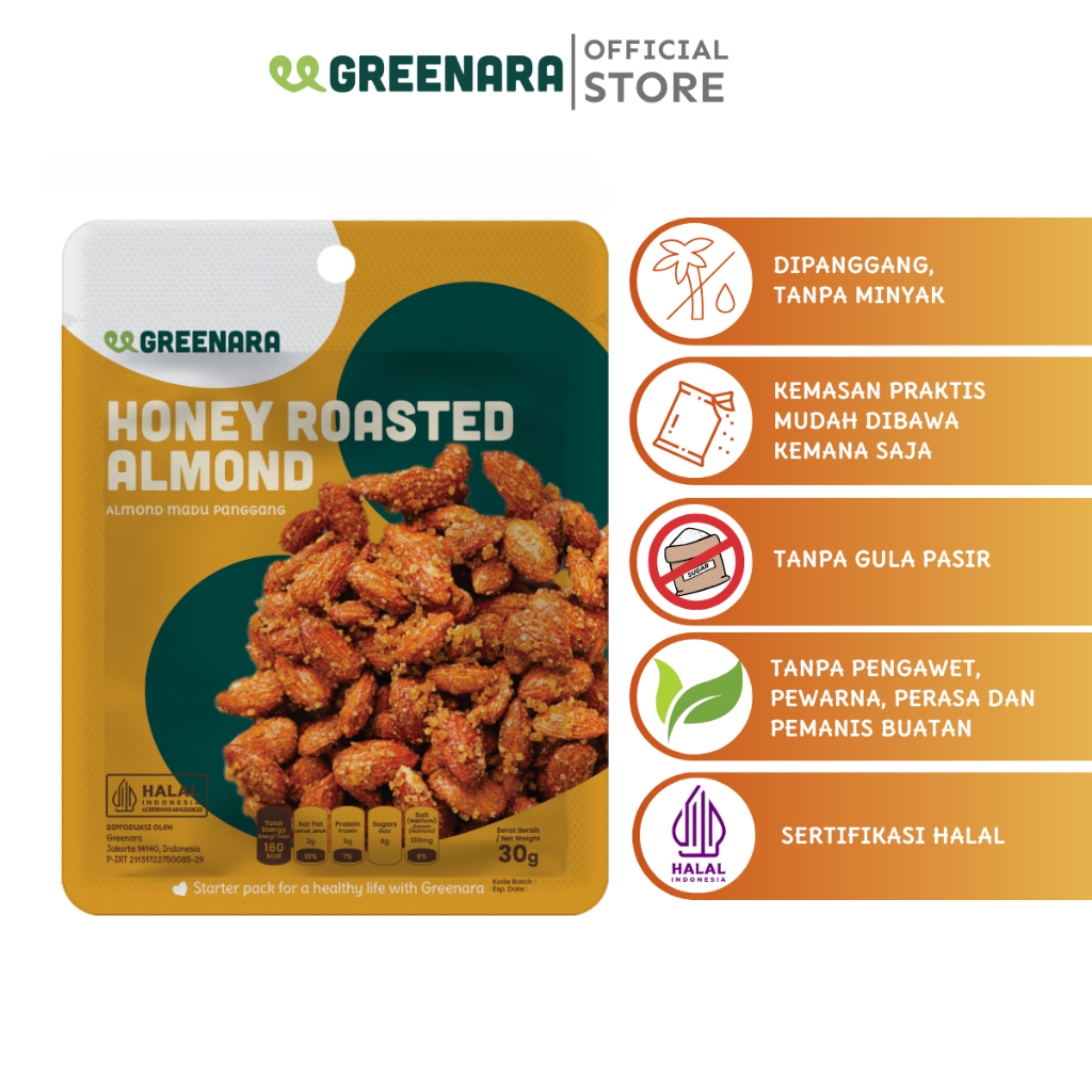 

Greenara One Serving Honey Roasted Almond 30g / Almond Madu