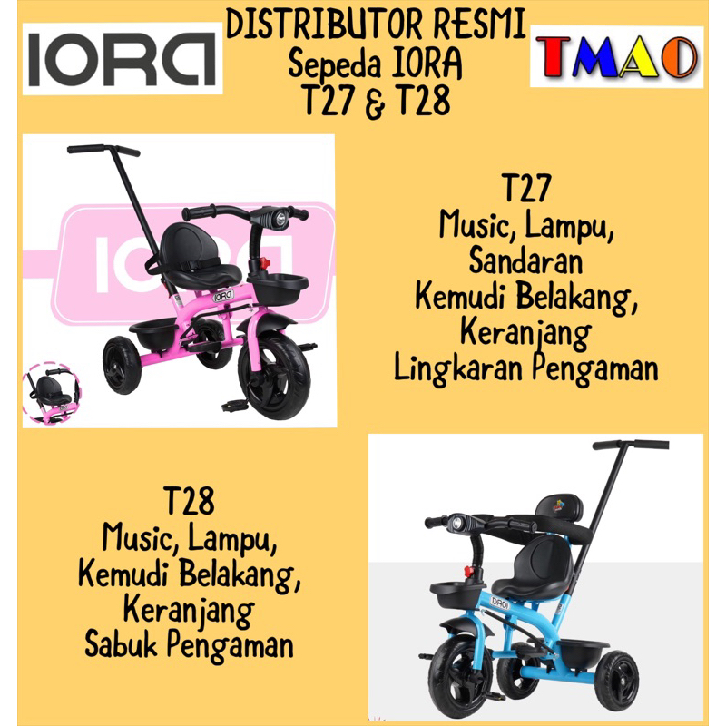 Sepeda Roda Tiga PMB IORA TC03 TC06 T27 T28 T29 NUWA T20-9 Sepeda Anak Tricycle T-27 28 TC-03 TC-06