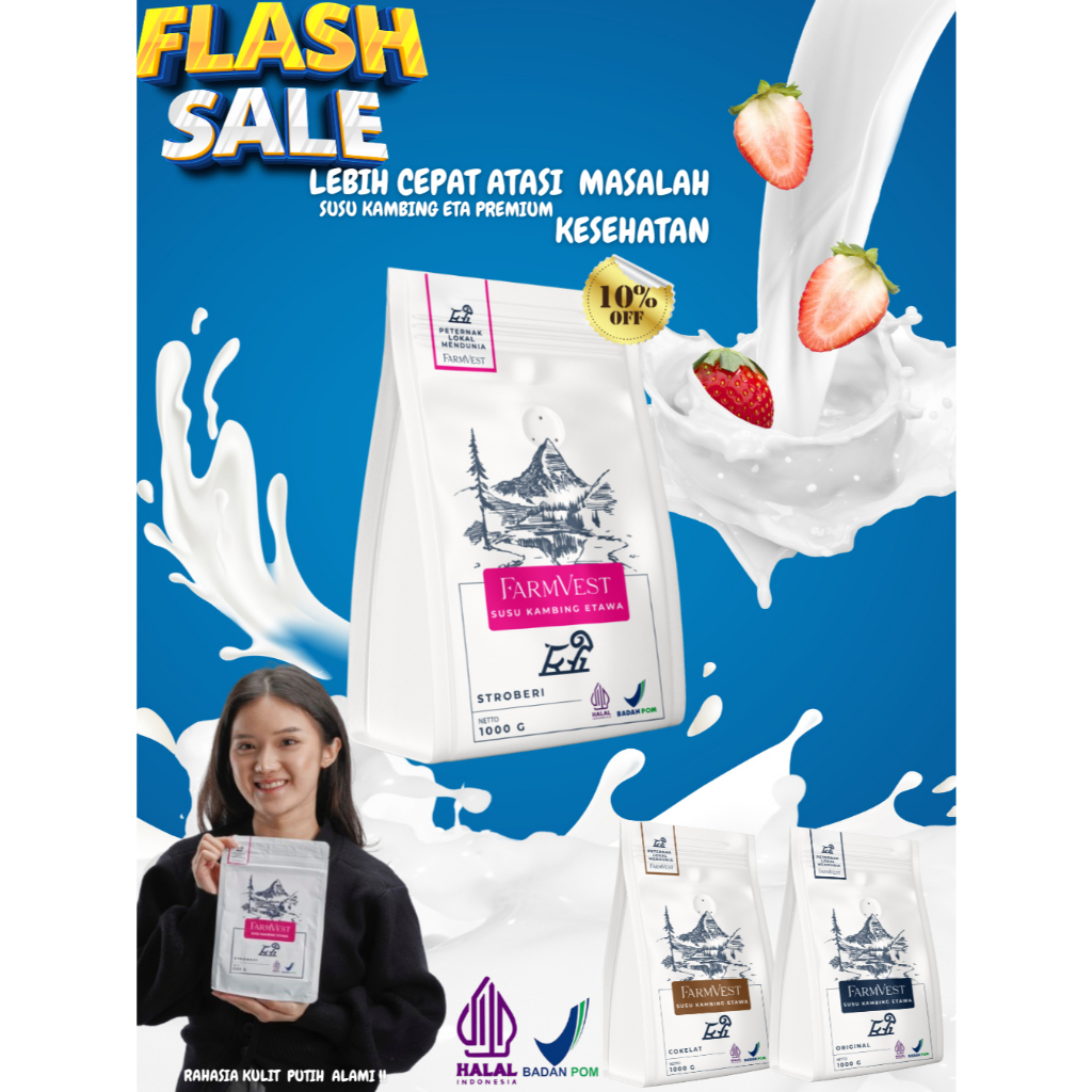 

12.12 Flash Sale ETAWA PREMIUM ATASI MASALAH KESEHATAN BISA UNTUK KECANTIKAN RAHASIA SEHAT TANPA OBAT SUSU KAMBING ETAWA BPOM HALAL | Rasa Original 1000g / 1 Kg Rasa Stroberi