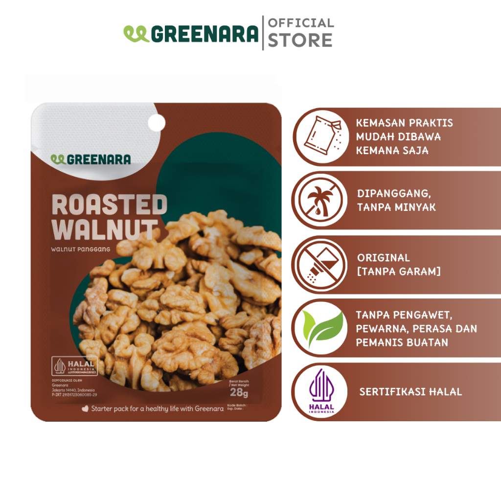 

Greenara One Serving Roasted Walnut 28g / Kacang Walnut Panggang